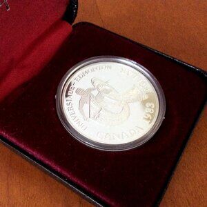 Canada 1983 Silver Dollar, Universiade-Edmonton University Games Royal Mint Case